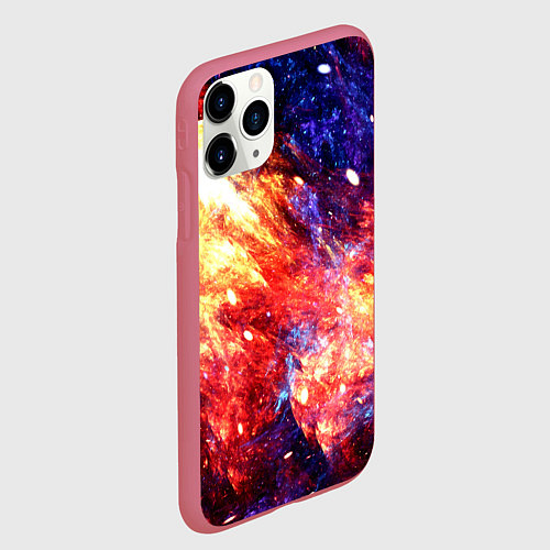 Чехол iPhone 11 Pro матовый Космическое сияние ночь / 3D-Малиновый – фото 2