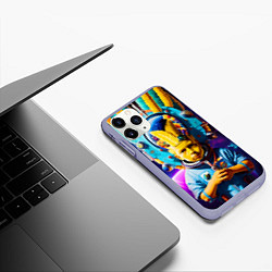 Чехол iPhone 11 Pro матовый Барт Симпсон в космосе - фантазия, цвет: 3D-светло-сиреневый — фото 2