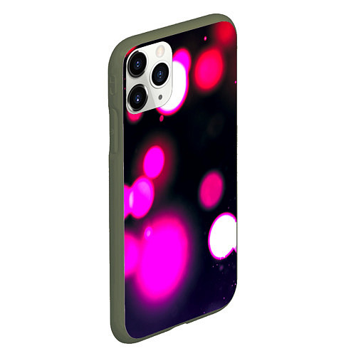 Чехол iPhone 11 Pro матовый Розовые блики света / 3D-Темно-зеленый – фото 2