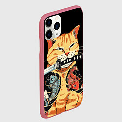 Чехол iPhone 11 Pro матовый Yakuza tattoo cat, цвет: 3D-малиновый — фото 2