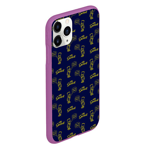 Чехол iPhone 11 Pro матовый Bart pattern Eat my shorts / 3D-Фиолетовый – фото 2