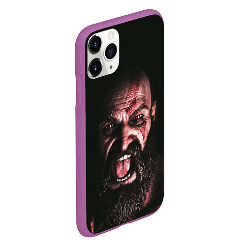 Чехол iPhone 11 Pro матовый Кратос орёт / 3D-Фиолетовый – фото 2