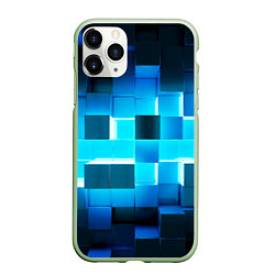 Чехол iPhone 11 Pro матовый Неоновые кубы с подсветкой, цвет: 3D-салатовый