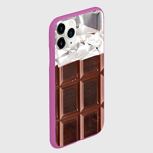 Чехол iPhone 11 Pro матовый Темная плитка шоколада в обертке / 3D-Фиолетовый – фото 2