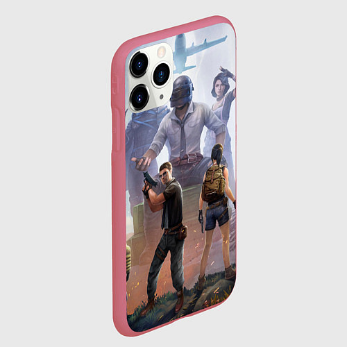 Чехол iPhone 11 Pro матовый PUBG банда / 3D-Малиновый – фото 2