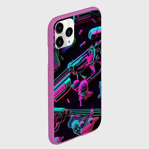 Чехол iPhone 11 Pro матовый Неоновый пистолет / 3D-Фиолетовый – фото 2