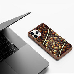 Чехол iPhone 11 Pro матовый Россыпь черепков, цвет: 3D-коричневый — фото 2