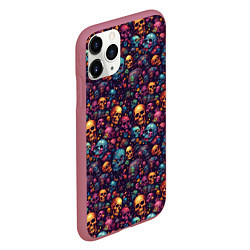 Чехол iPhone 11 Pro матовый Россыпь мелких разноцветных черепков, цвет: 3D-малиновый — фото 2