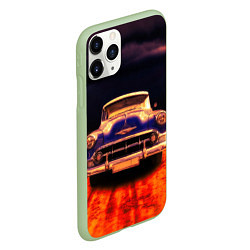 Чехол iPhone 11 Pro матовый Классический американский автомобиль Chevrolet 210, цвет: 3D-салатовый — фото 2