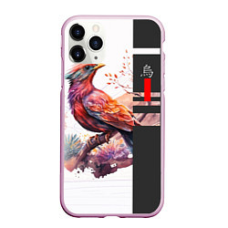 Чехол iPhone 11 Pro матовый Птичка на ветке, цвет: 3D-розовый