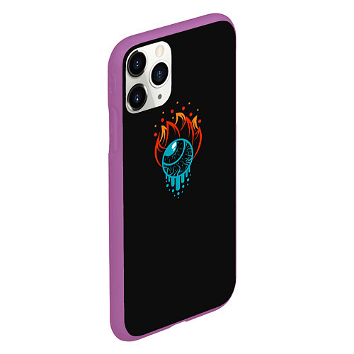 Чехол iPhone 11 Pro матовый Капля огня / 3D-Фиолетовый – фото 2