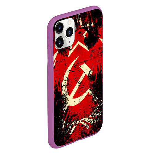 Чехол iPhone 11 Pro матовый Советский союз / 3D-Фиолетовый – фото 2