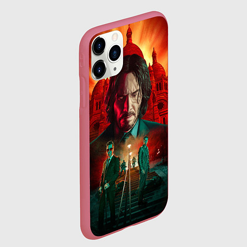 Чехол iPhone 11 Pro матовый John Wick catholic church Paris / 3D-Малиновый – фото 2