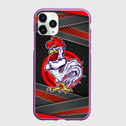 Чехол iPhone 11 Pro матовый Боевой петух, цвет: 3D-фиолетовый