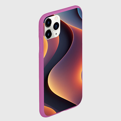 Чехол iPhone 11 Pro матовый Светящиеся волны / 3D-Фиолетовый – фото 2