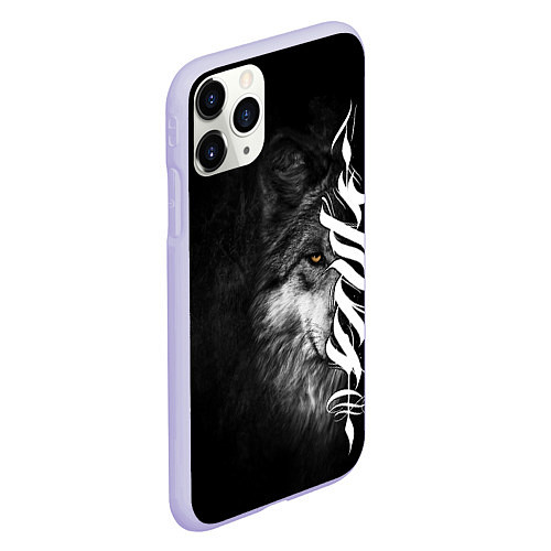 Чехол iPhone 11 Pro матовый Волк с узором / 3D-Светло-сиреневый – фото 2