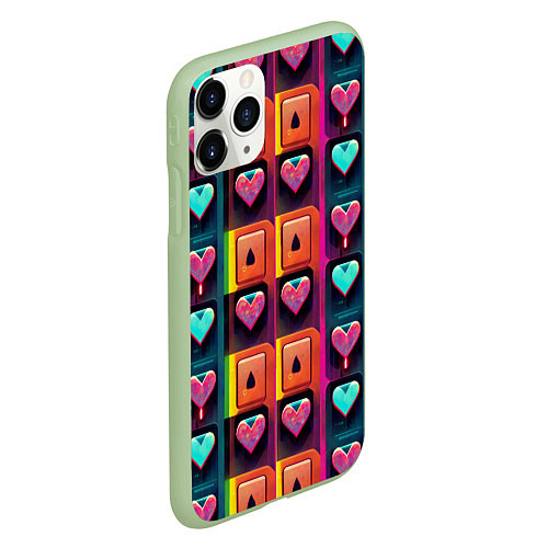 Чехол iPhone 11 Pro матовый Cyber love / 3D-Салатовый – фото 2