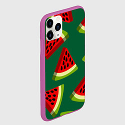 Чехол iPhone 11 Pro матовый Арбуз, кусочек или долька арбуза, цвет: 3D-фиолетовый — фото 2