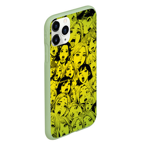 Чехол iPhone 11 Pro матовый Ahegao: Лайм / 3D-Салатовый – фото 2