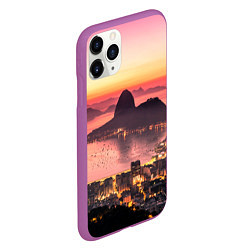 Чехол iPhone 11 Pro матовый Розовый город между скал, цвет: 3D-фиолетовый — фото 2