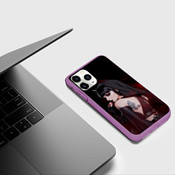 Чехол iPhone 11 Pro матовый Готическая вампирша в демоническом стиле, цвет: 3D-фиолетовый — фото 2