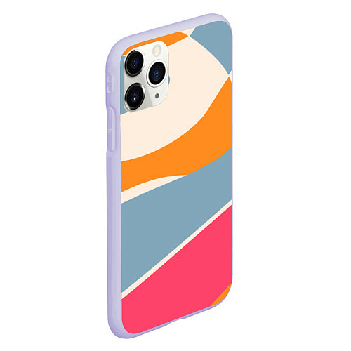 Чехол iPhone 11 Pro матовый Разноцветная абстракция в стиле модерн / 3D-Светло-сиреневый – фото 2
