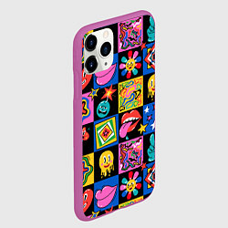 Чехол iPhone 11 Pro матовый Funny cartoon characters, цвет: 3D-фиолетовый — фото 2