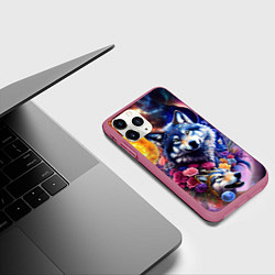 Чехол iPhone 11 Pro матовый Звездные волки, цвет: 3D-малиновый — фото 2