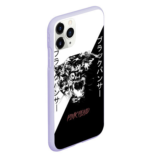 Чехол iPhone 11 Pro матовый Panther black / 3D-Светло-сиреневый – фото 2