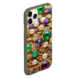 Чехол iPhone 11 Pro матовый Россыпь драгоценностей, цвет: 3D-темно-зеленый — фото 2