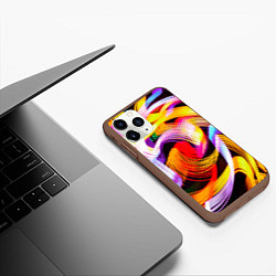 Чехол iPhone 11 Pro матовый Неоновое множество фонарей в темноте, цвет: 3D-коричневый — фото 2