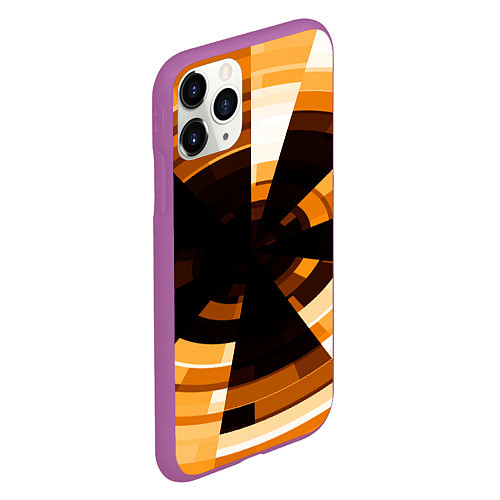 Чехол iPhone 11 Pro матовый Абстрактный золотистый паттерн / 3D-Фиолетовый – фото 2