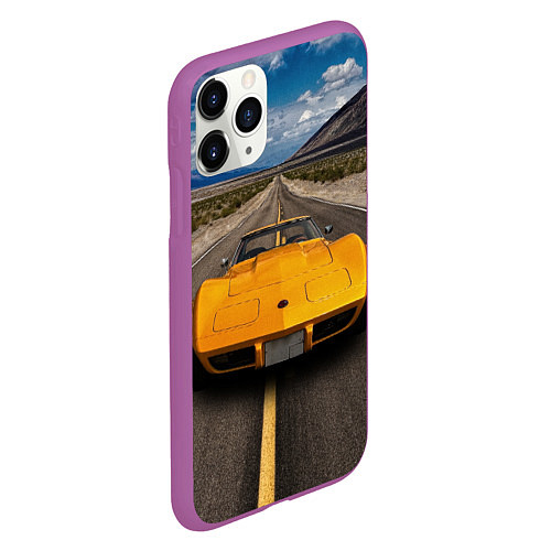 Чехол iPhone 11 Pro матовый Ретро маслкар Chevrolet Corvette Stingray / 3D-Фиолетовый – фото 2
