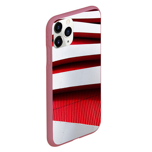 Чехол iPhone 11 Pro матовый Два слоя металла - красный и белый / 3D-Малиновый – фото 2