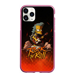 Чехол iPhone 11 Pro матовый Rock n roll fire Simpsons, цвет: 3D-малиновый