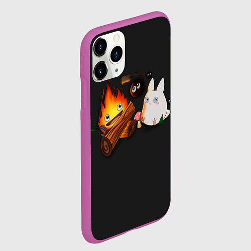 Чехол iPhone 11 Pro матовый Кальцифер арт / 3D-Фиолетовый – фото 2