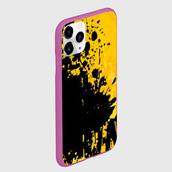 Чехол iPhone 11 Pro матовый Пятна черной краски на желтом фоне, цвет: 3D-фиолетовый — фото 2