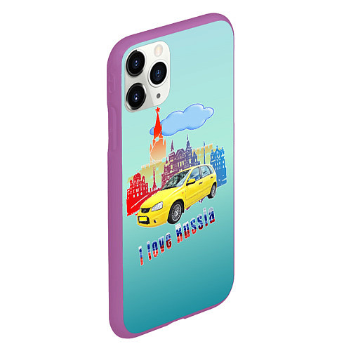Чехол iPhone 11 Pro матовый Люблю все с России / 3D-Фиолетовый – фото 2