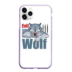 Чехол iPhone 11 Pro матовый Злой волк - оскал, цвет: 3D-светло-сиреневый