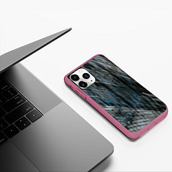 Чехол iPhone 11 Pro матовый Тёмные листы стёкол, цвет: 3D-малиновый — фото 2