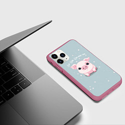 Чехол iPhone 11 Pro матовый Пухля - Say Oink one more time, цвет: 3D-малиновый — фото 2