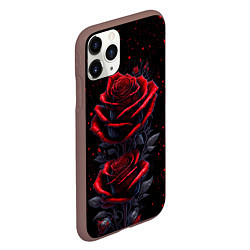 Чехол iPhone 11 Pro матовый Готические розы в космосе, цвет: 3D-коричневый — фото 2