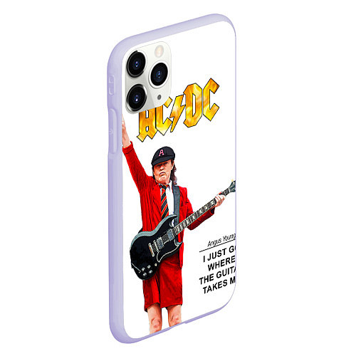 Чехол iPhone 11 Pro матовый Ангус Янг рок группа ACDC / 3D-Светло-сиреневый – фото 2