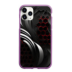 Чехол iPhone 11 Pro матовый Красные плиты и металлические пластины, цвет: 3D-фиолетовый