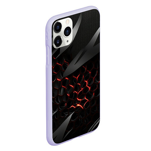 Чехол iPhone 11 Pro матовый Black and red abstract / 3D-Светло-сиреневый – фото 2