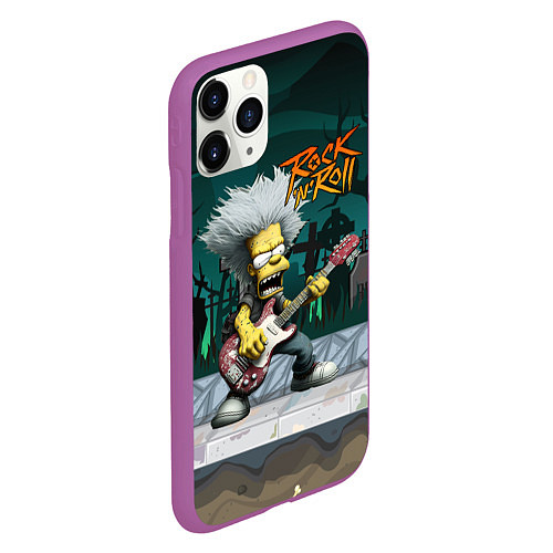 Чехол iPhone 11 Pro матовый Рок в стиле Симпсонов / 3D-Фиолетовый – фото 2