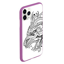 Чехол iPhone 11 Pro матовый Lion tattoo - irezumi, цвет: 3D-фиолетовый — фото 2