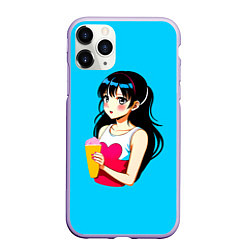 Чехол iPhone 11 Pro матовый Девушка с мороженым, цвет: 3D-светло-сиреневый