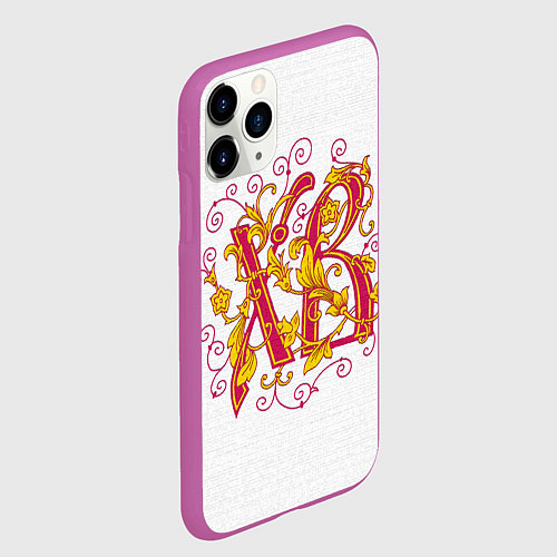 Чехол iPhone 11 Pro матовый Хохлома вязь ХВ Пасха / 3D-Фиолетовый – фото 2