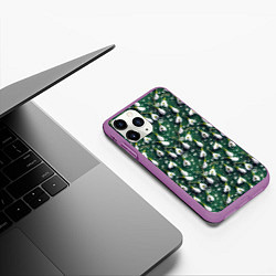 Чехол iPhone 11 Pro матовый Сочная текстура из подснежников, цвет: 3D-фиолетовый — фото 2